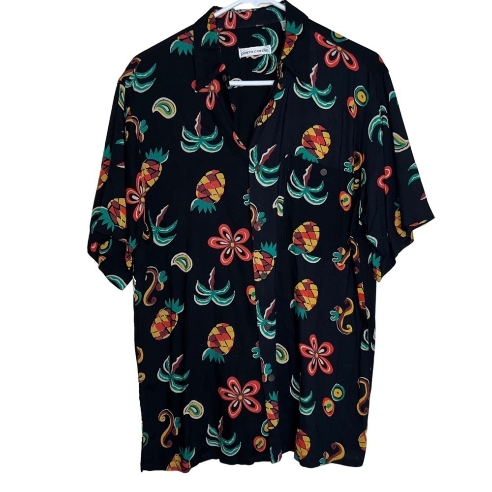 Vintage Pierre Cardin Men’s Pineapple Palm Tree Short Sleeved Button Down Med